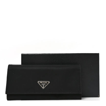 Prada Saffiano Triangle Continental Flap Wallet Black 7 of 7