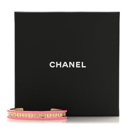 Chanel Resin Metal CC Cuff Bracelet M Gold Pink 6 of 6