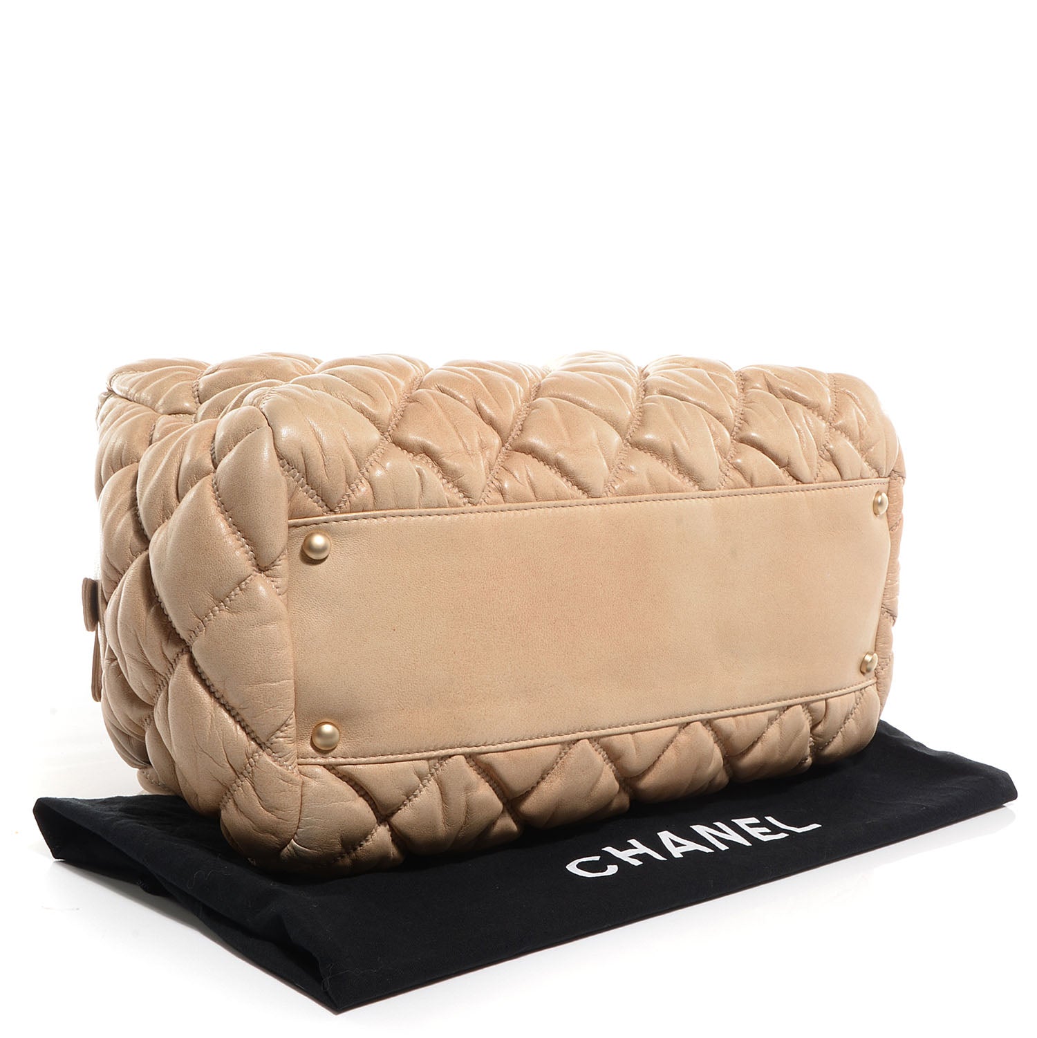 Chanel Lambskin Bubble Quilt Bowler Beige 4 of 10