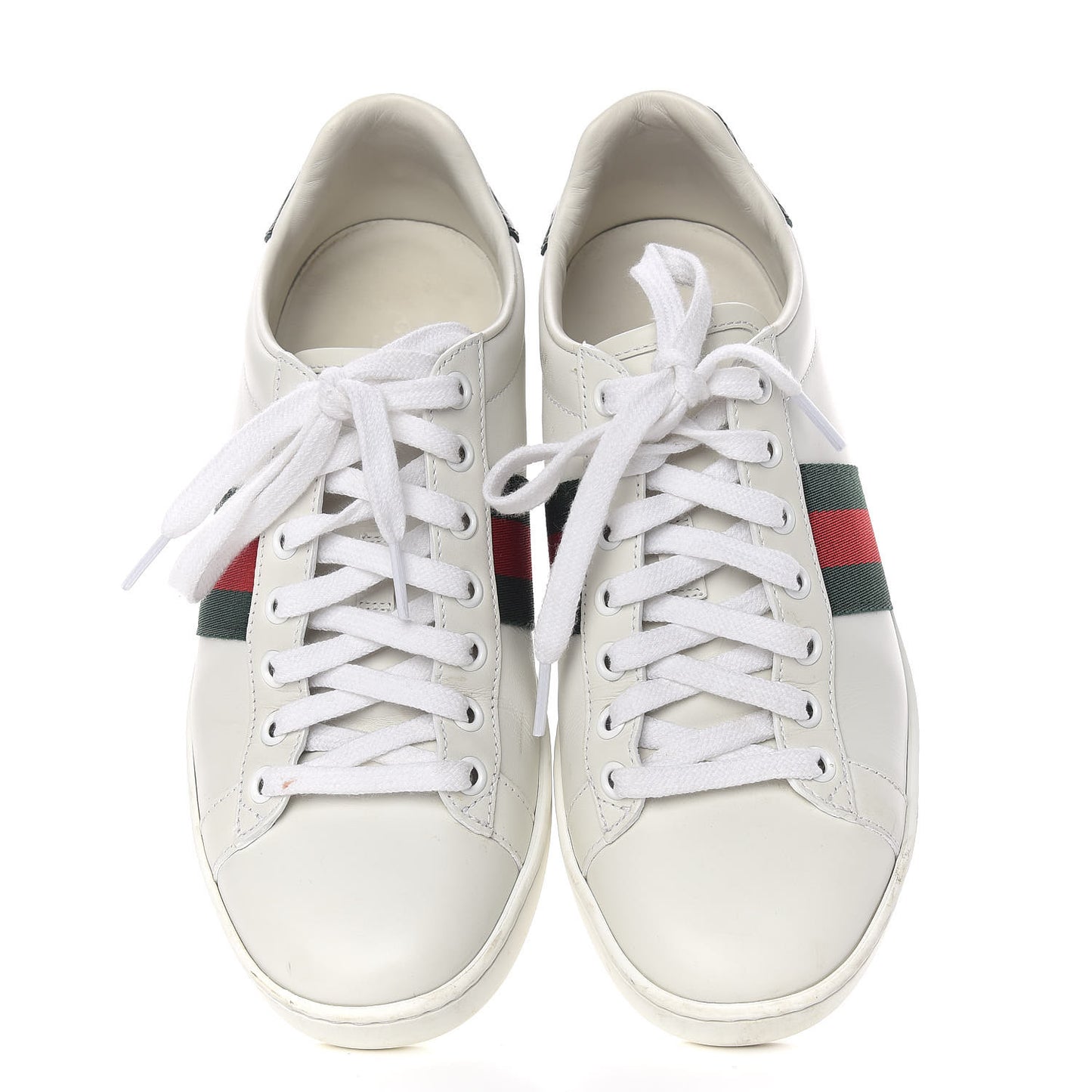 Calfskin Crocodile Web Womens Ace Sneakers 37 White Green