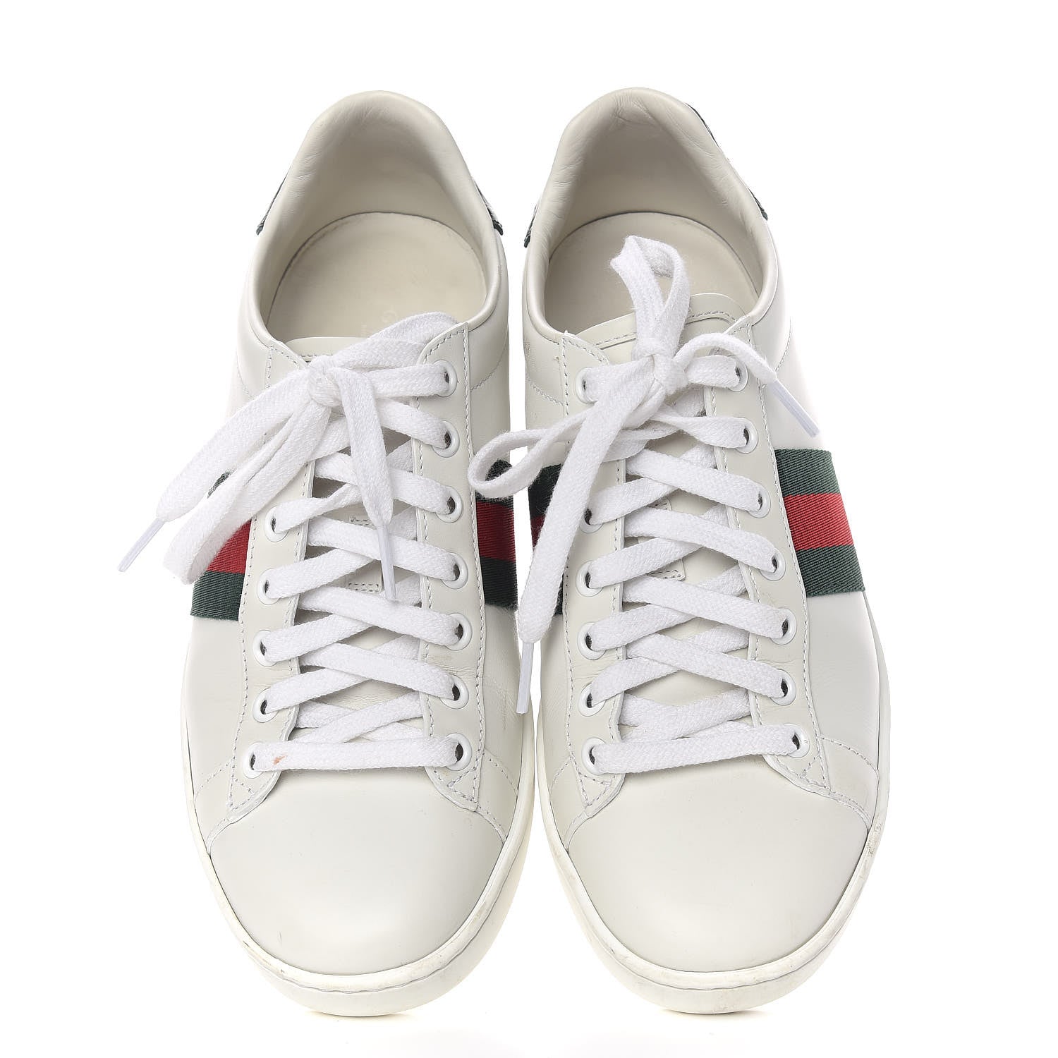 Gucci Calfskin Crocodile Web Womens Ace Sneakers 37 White Green 6 of 18