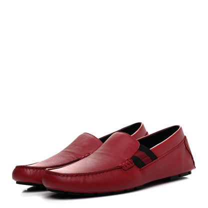Gucci Calfskin Web Mens Driver Loafers 7 Red 4 of 9