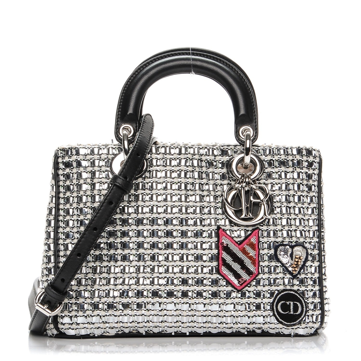 Christian Dior Metallic Tweed Mini Diorissimo Silver 1 of 8