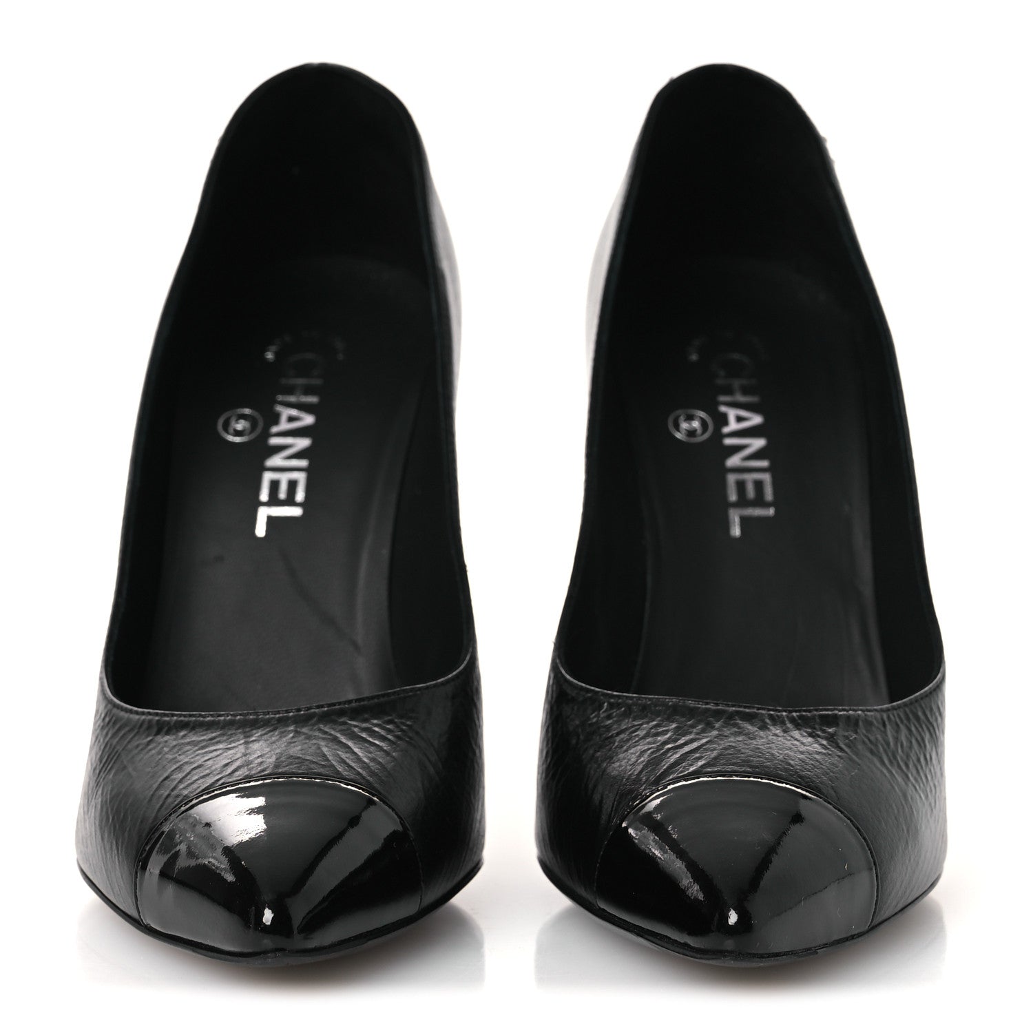 Chanel Crumpled Calfskin Knotted Heel Cap Toe Pumps 39.5 Black 3 of 14