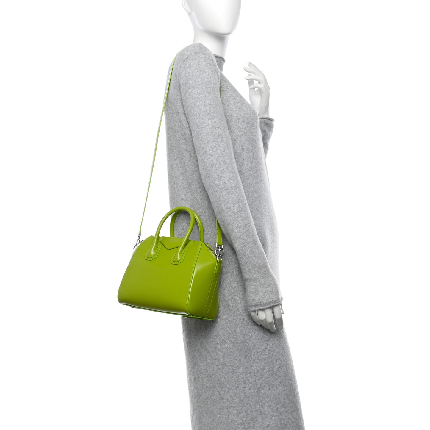 Shiny Lord Calfskin Mini Antigona Citrus Green
