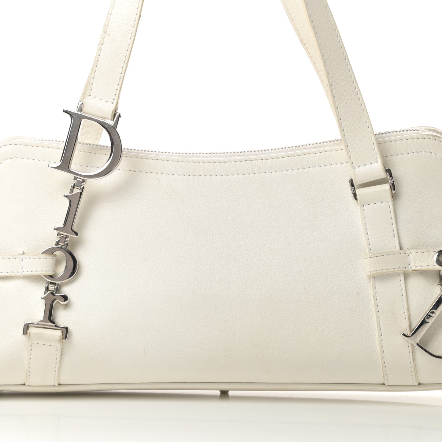 Calfskin Logo Charms Boston White