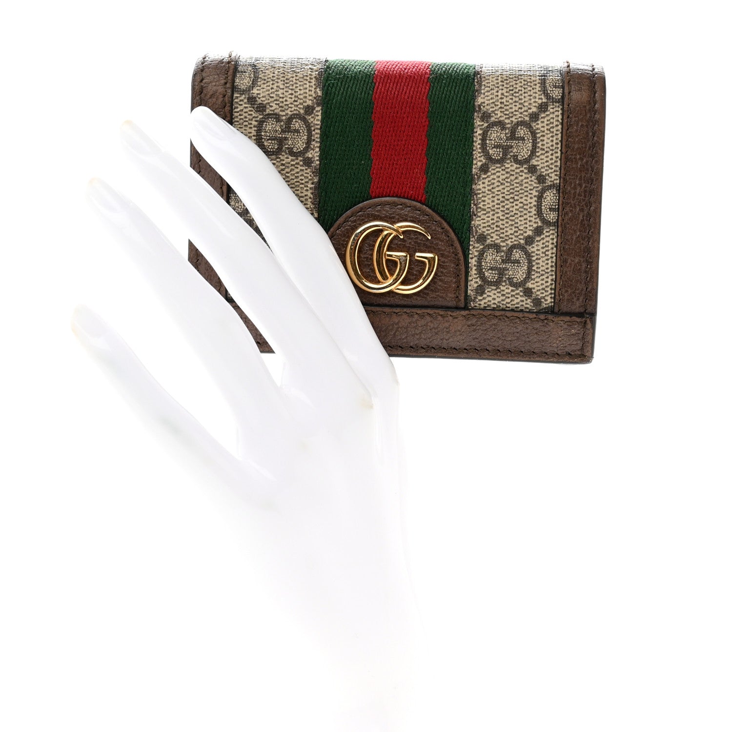 Gucci GG Supreme Monogram Web Ophidia Card Case Beige New Acero 2 of 11