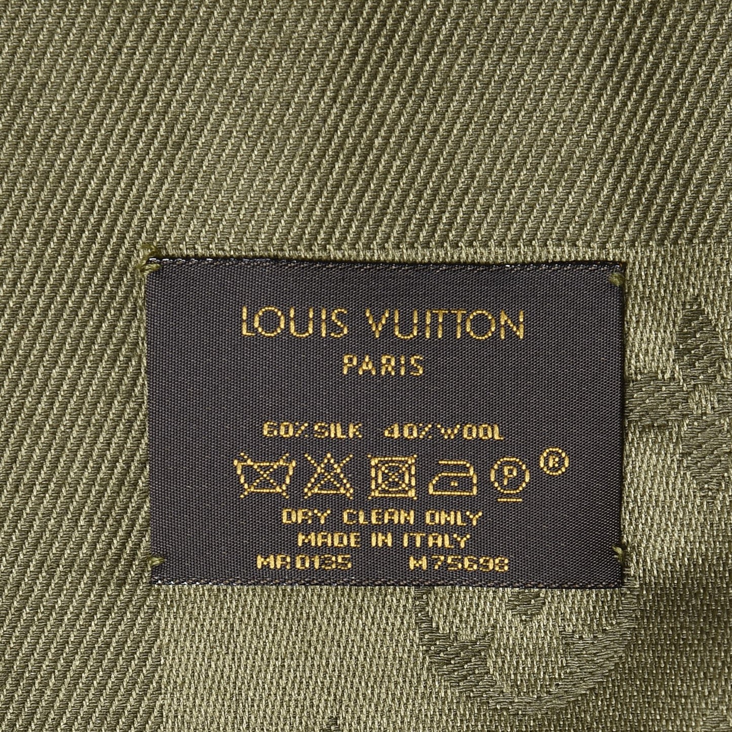Silk Wool Monogram Shawl Kaki