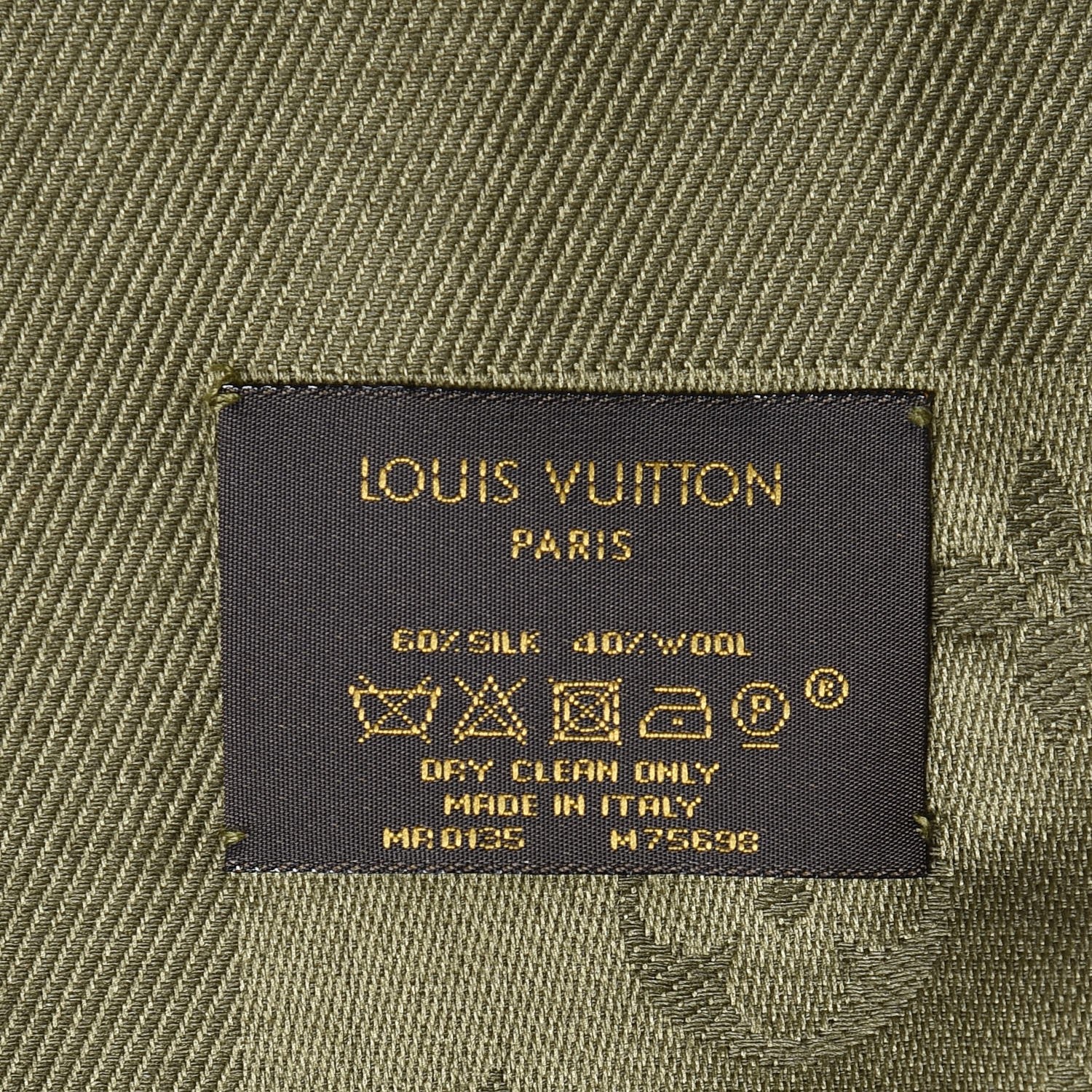 Louis Vuitton Silk Wool Monogram Shawl Kaki 4 of 4