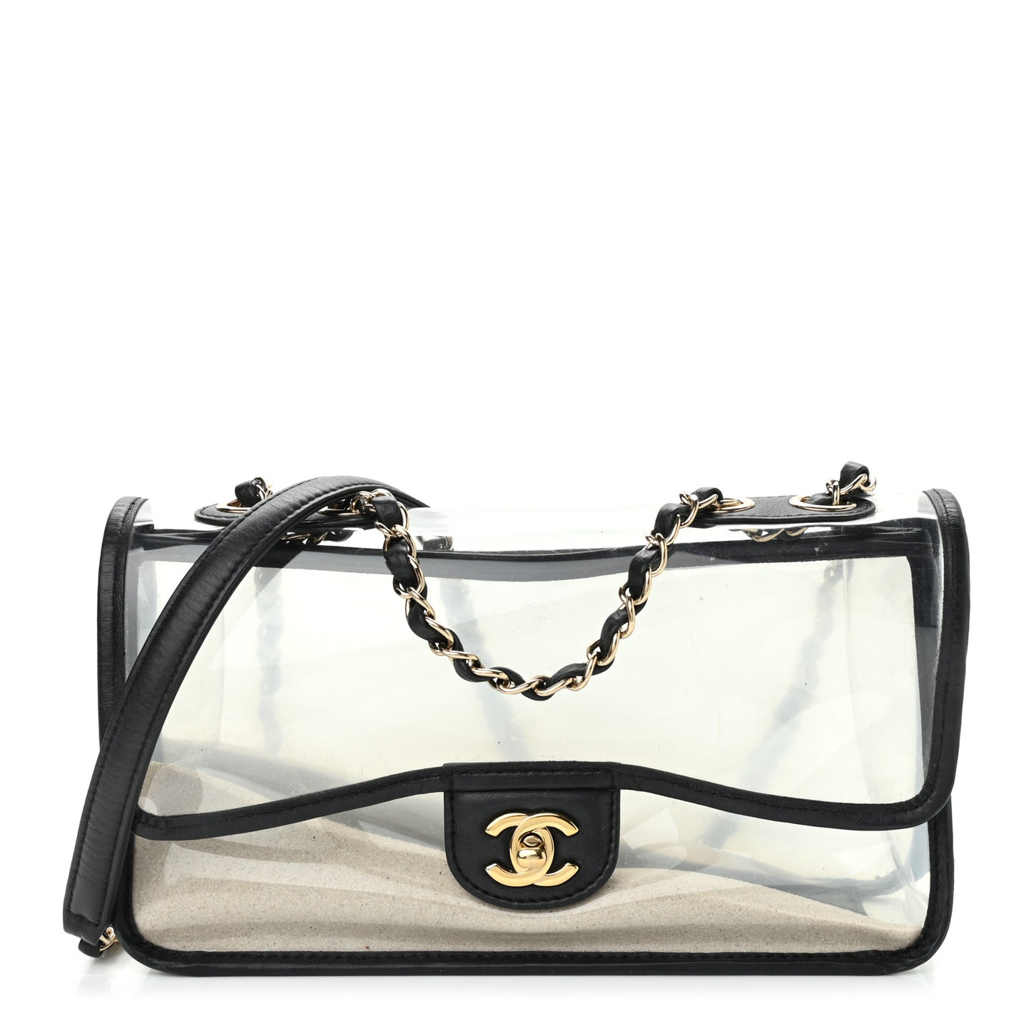 Lambskin PVC Medium Coco Sand Flap Black
