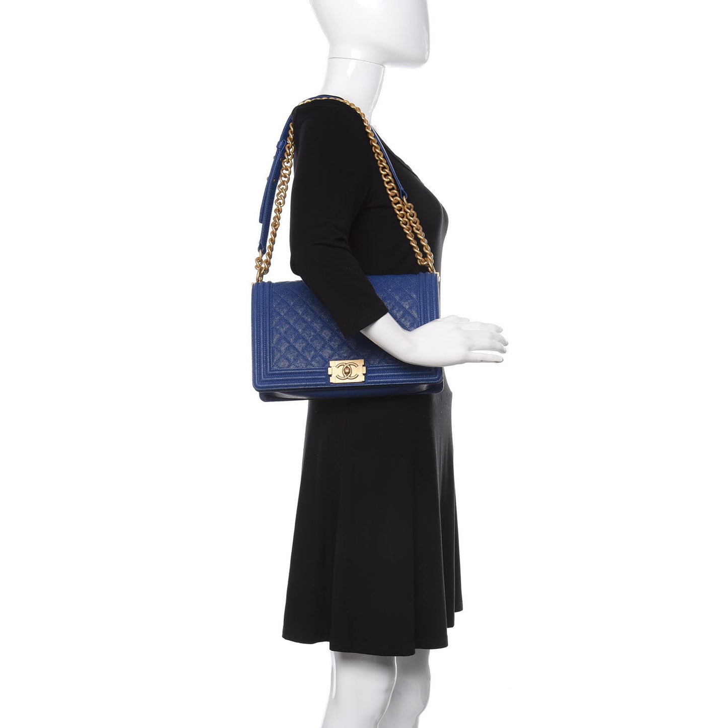 Caviar Quilted New Medium Boy Flap Blue
