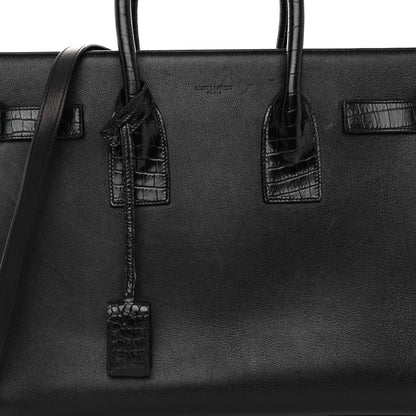 Saint Laurent Calfskin Crocodile Embossed Small Sac de Jour Black 8 of 13