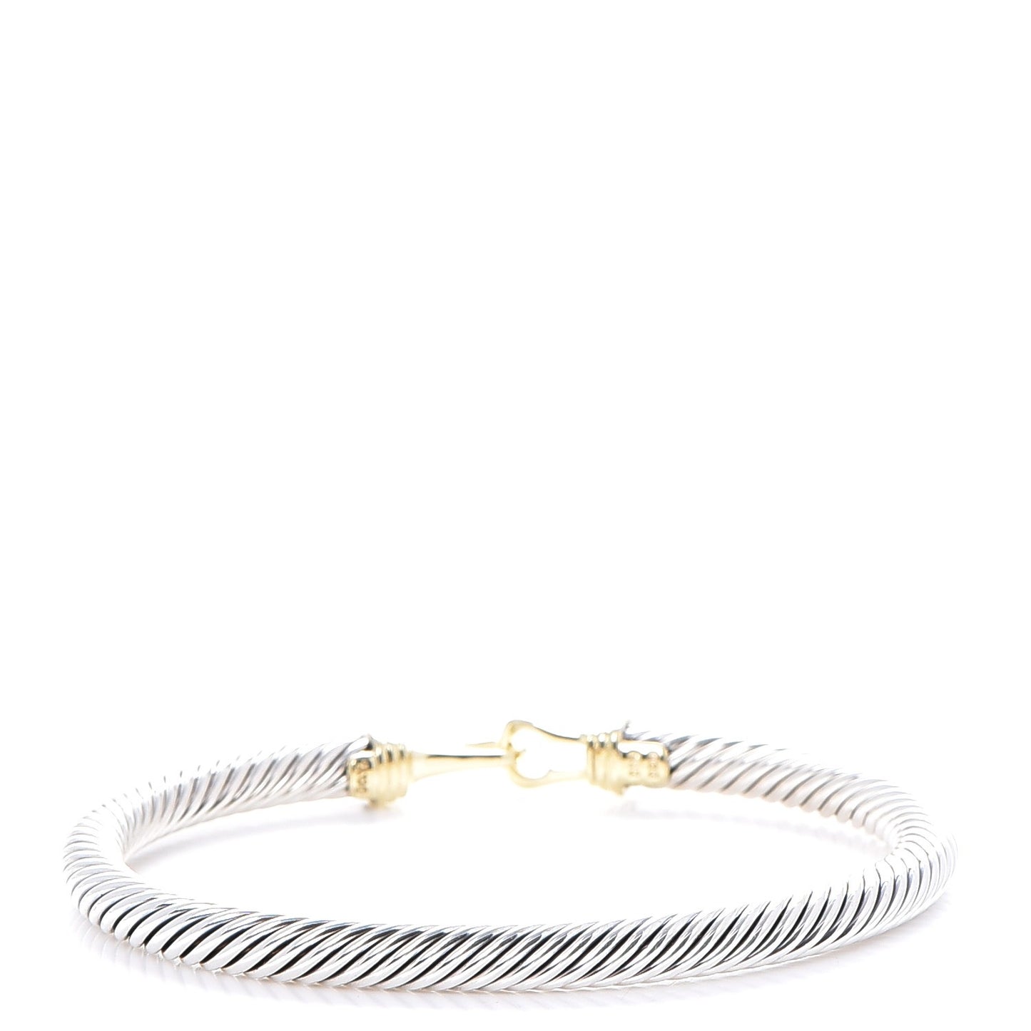 Sterling Silver 14K Yellow Gold 5mm Cable Classic Buckle Bracelet
