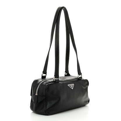 Prada Vitello Heavy Push Lock Pocket Shoulder Bag Black 3 of 9
