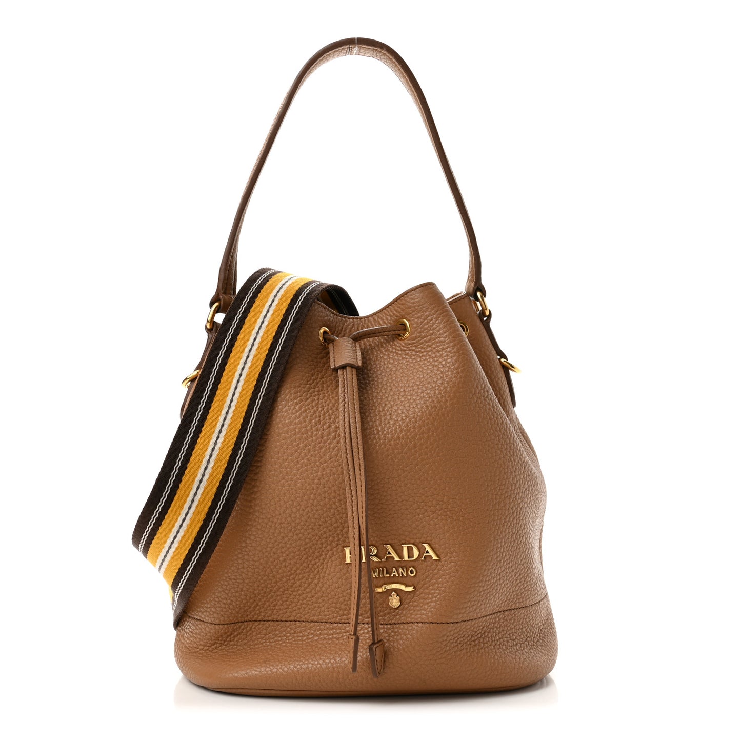 Vitello Daino Drawstring Bucket Beige