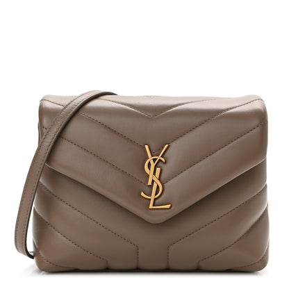 Saint Laurent Calfskin Y Quilted Monogram Toy Loulou Crossbody Bag Taupe 1 of 14
