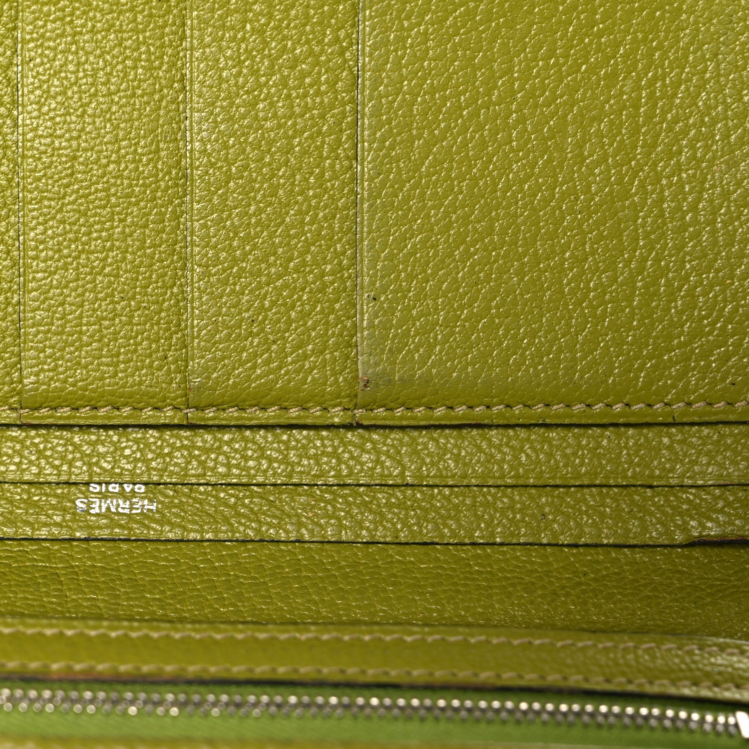 Hermes Ostrich Bearn Gusset Wallet Vert Anis 18 of 19