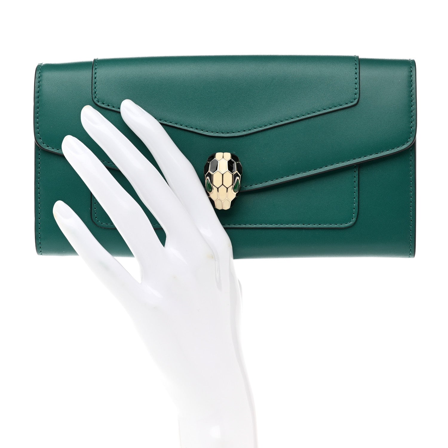 Bulgari Calfskin Serpenti Forever Chain Wallet Emerald Violet Amethyst 2 of 7