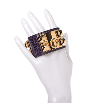 Hermes Shiny Alligator Collier De Chien CDC Bracelet T2 Amethyst 2 of 5