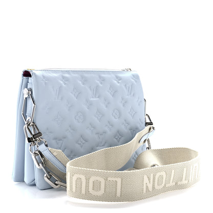 Louis Vuitton Lambskin Embossed Monogram Coussin PM Ice Blue 2 of 11
