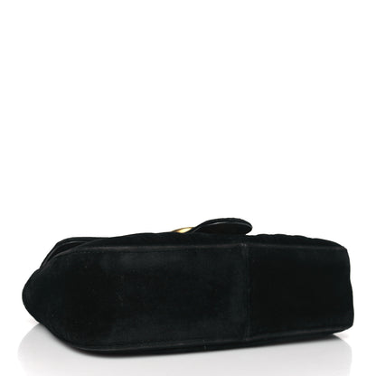 Gucci Velvet Matelasse Mini GG Marmont Shoulder Bag Black 4 of 9