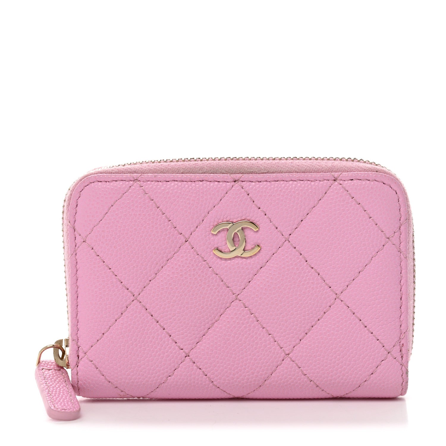 Chanel Caviar Quilted Zip Coin Purse Pink 1 of 12
