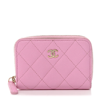 Chanel Caviar Quilted Zip Coin Purse Pink 1 of 12
