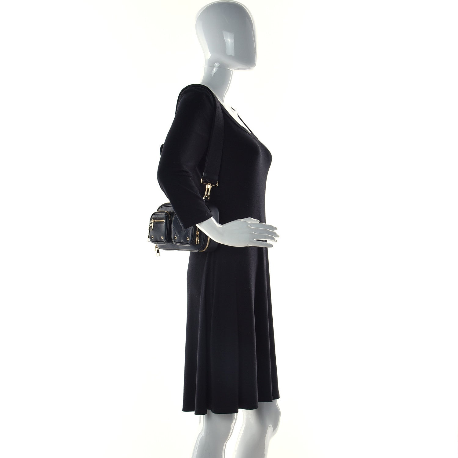 Louis Vuitton Calfskin Monogram Embossed Utility Crossbody Black 2 of 9