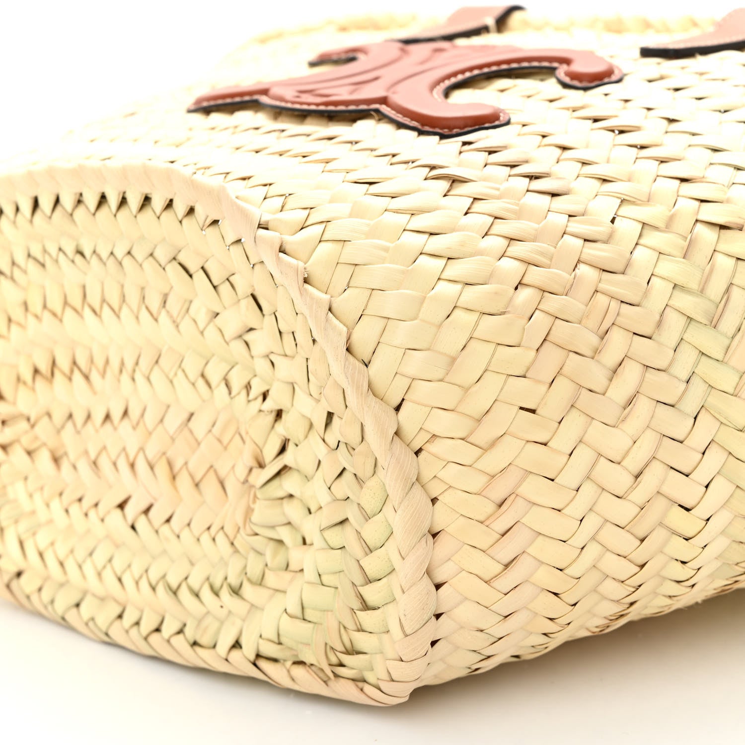 Celine Raffia Calfskin Triomphe Teen Panier Tan 10 of 10