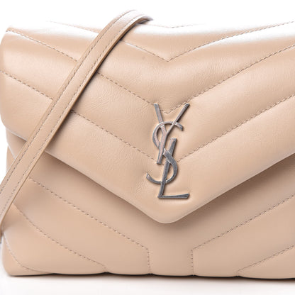 Saint Laurent Calfskin Y Quilted Monogram Toy Loulou Satchel Nude Powder 10 of 12