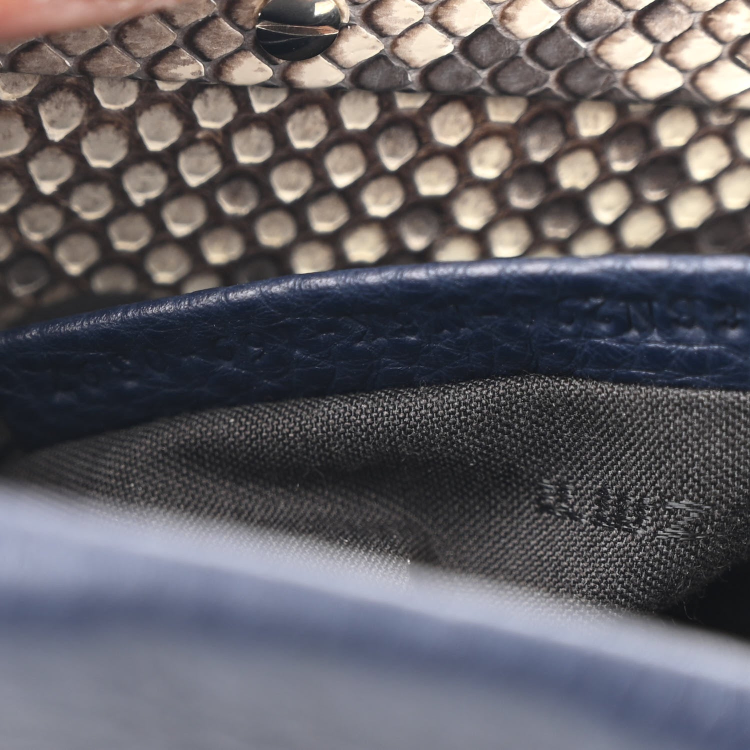 Fendi Cuoio Romano Snakeskin Selleria Medium Peekaboo Iconic Satchel Blue Notte 8 of 15