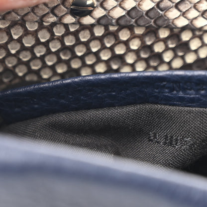 Fendi Cuoio Romano Snakeskin Selleria Medium Peekaboo Iconic Satchel Blue Notte 8 of 15
