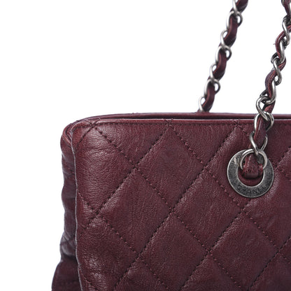 Chanel Crumpled Lambskin Quilted Large CC Shopping Tote Burgundy 12 of 13