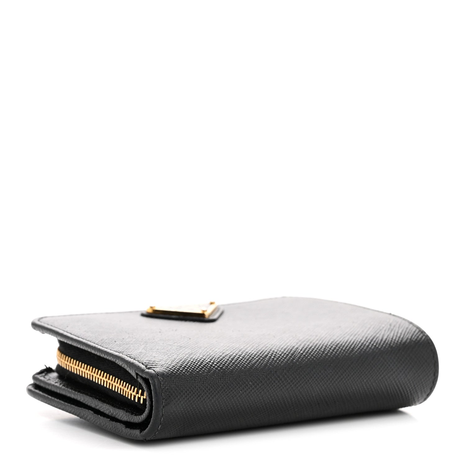 Prada Saffiano Compact Zip Around Wallet Black 4 of 9