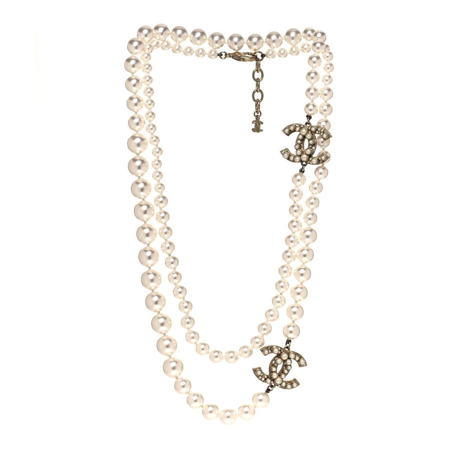 Pearl CC 100th Anniversary Necklace Light Gold