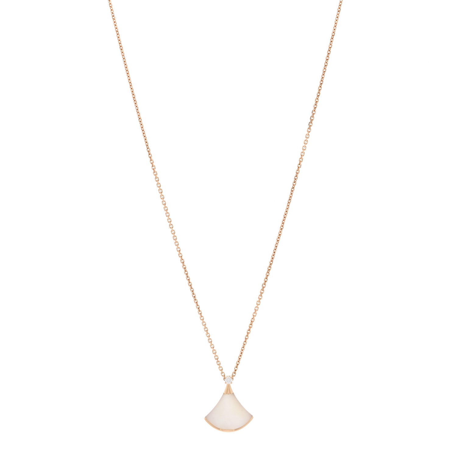 Bulgari 18K Rose Gold Diamond Mother of Pearl Small Divas' Dream Pendant Necklace 1 of 5