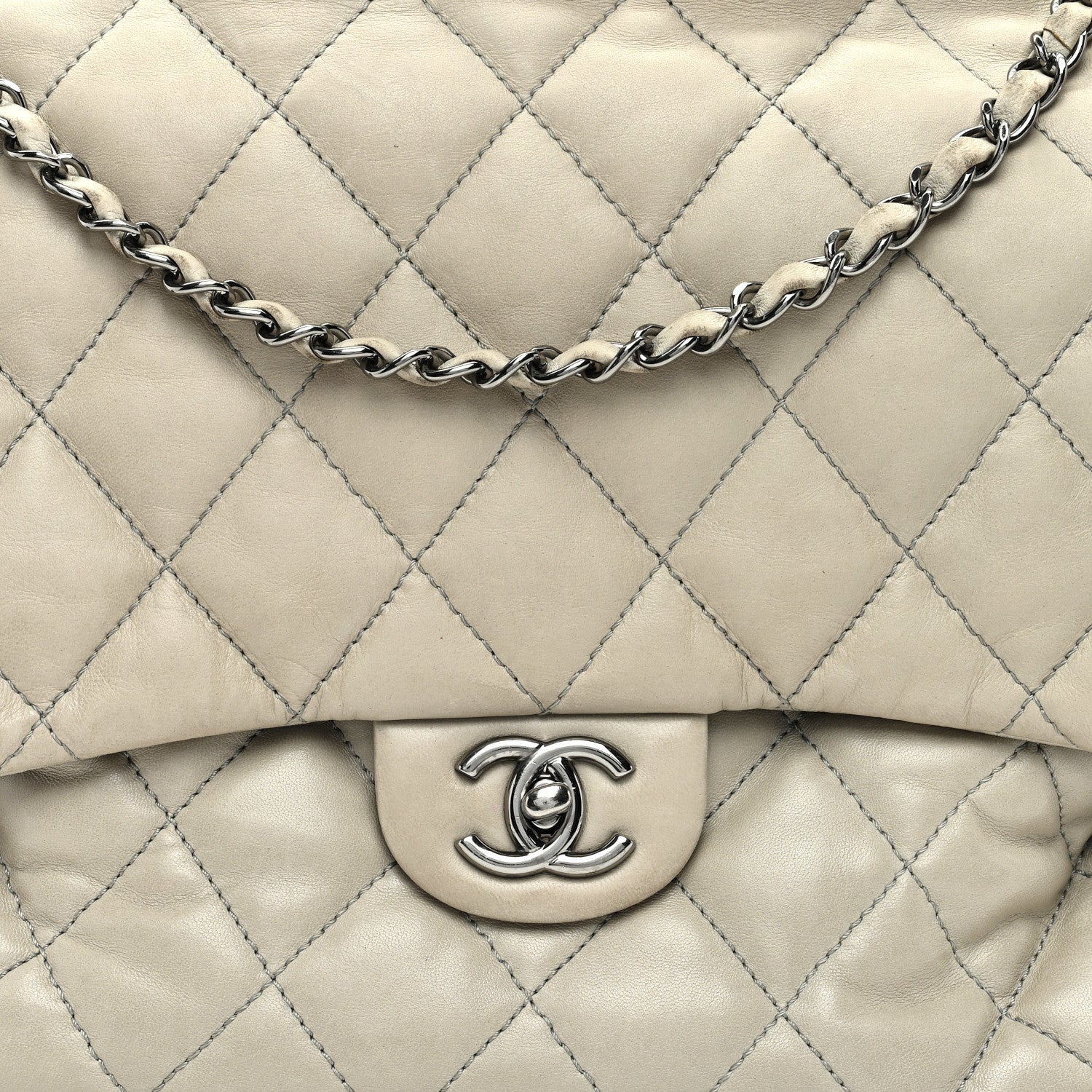 Chanel Lambskin Maxi Quilted Chanel 3 Flap Bag Grey 10 of 16
