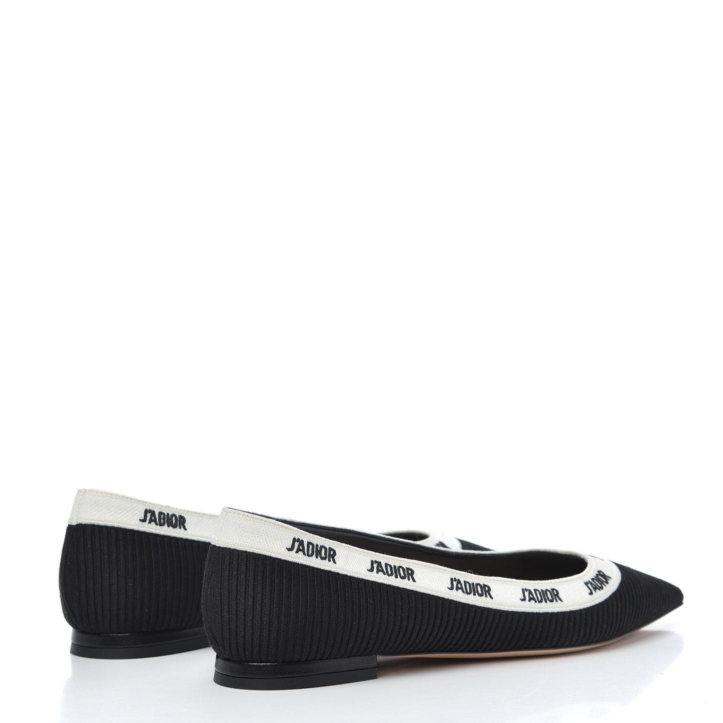 Fabric Ribbon Embroidered J'Adior Ballet Flats 38 Black