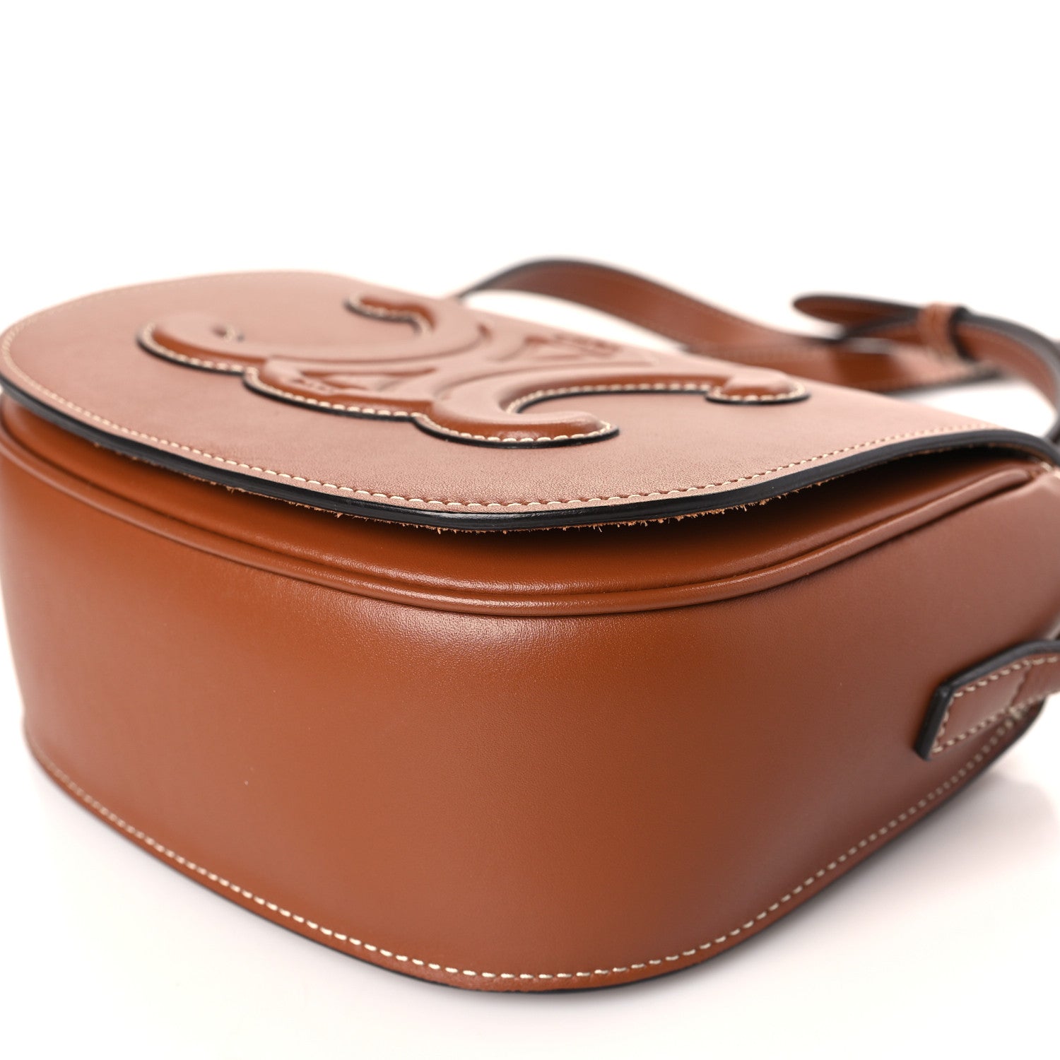 Celine Smooth Calfskin Cuir Triomphe Folco Crossbody Bag Tan 9 of 9