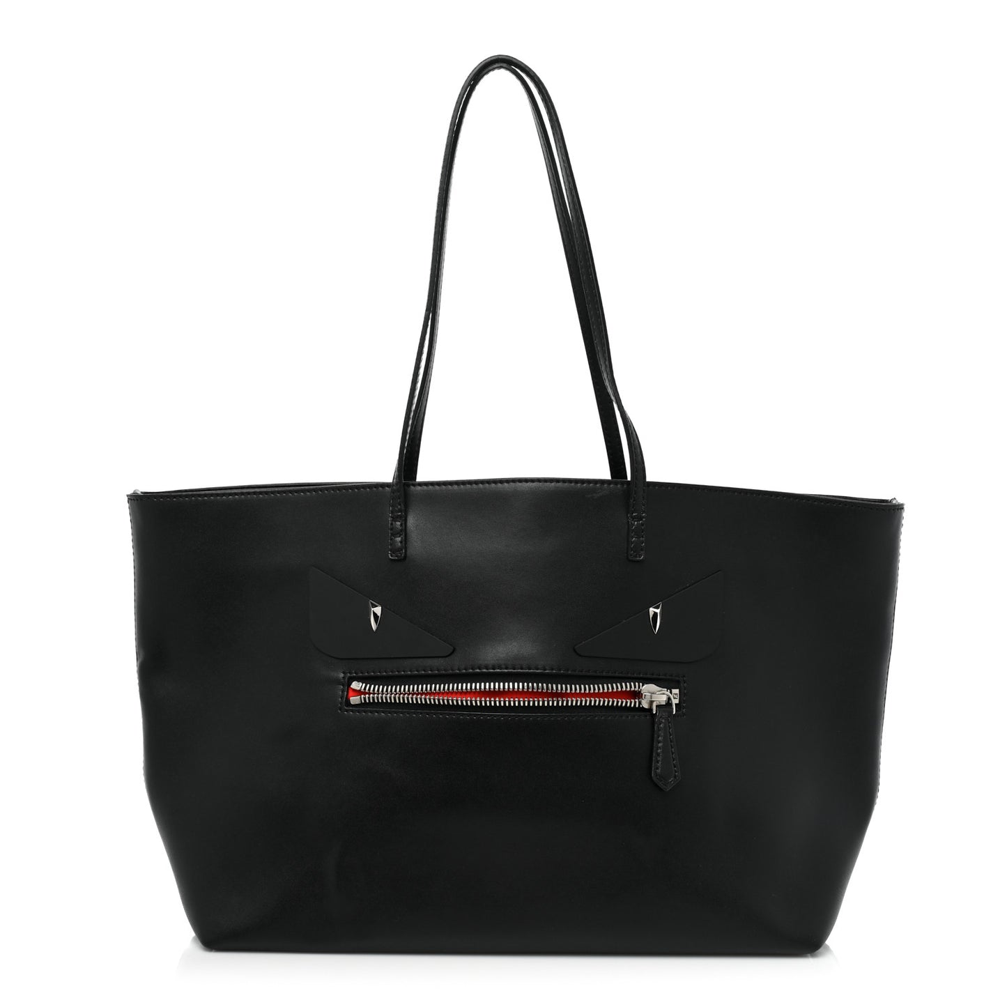 Vitello Liberty Lucido Metal Monster Eyes Medium Roll Tote Black