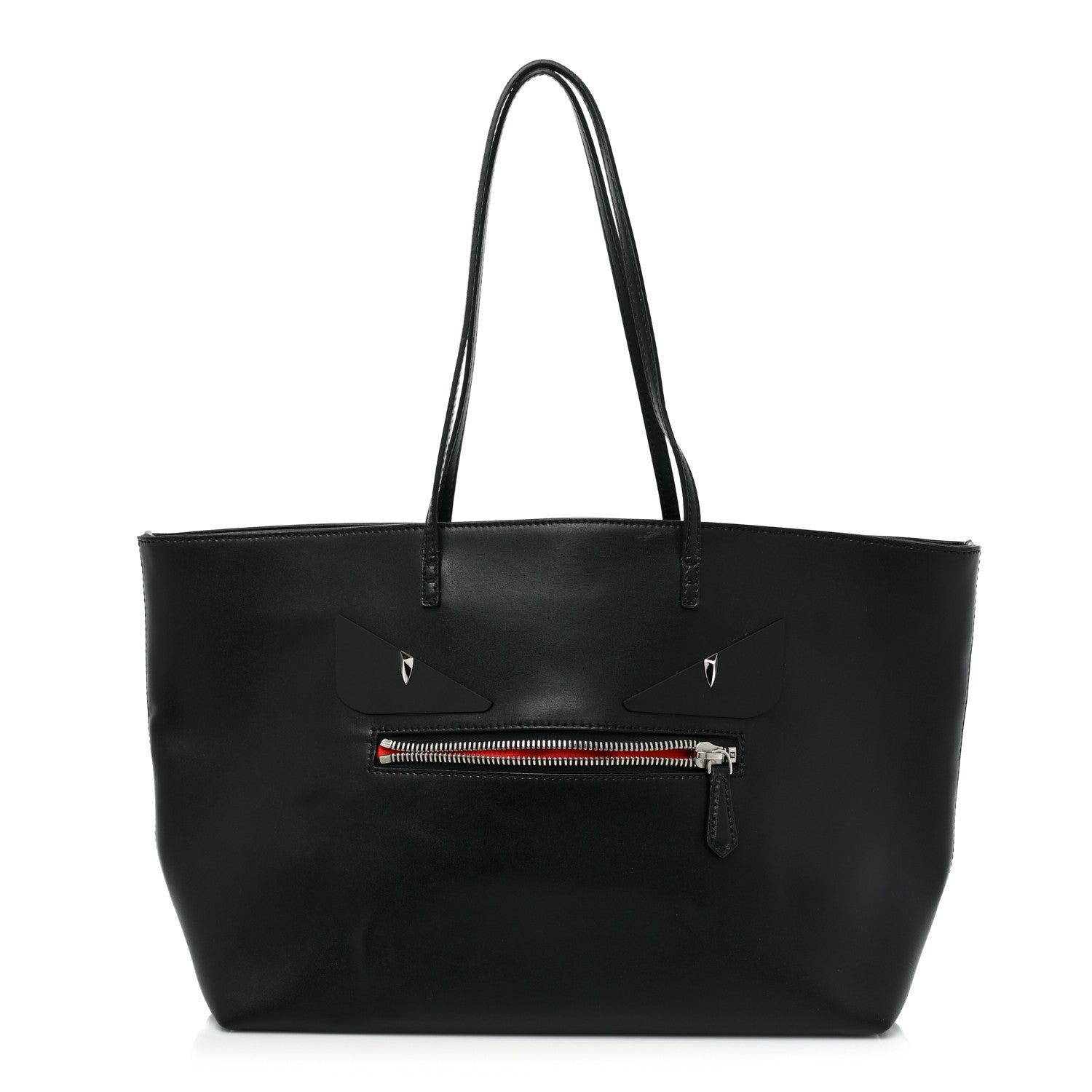 Fendi Vitello Liberty Lucido Metal Monster Eyes Medium Roll Tote Black 1 of 14