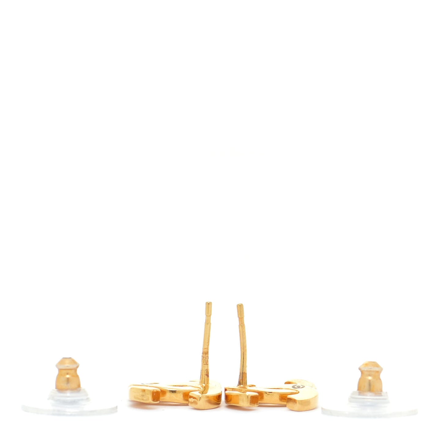 Metal CC Paris Button Stud Earrings Gold