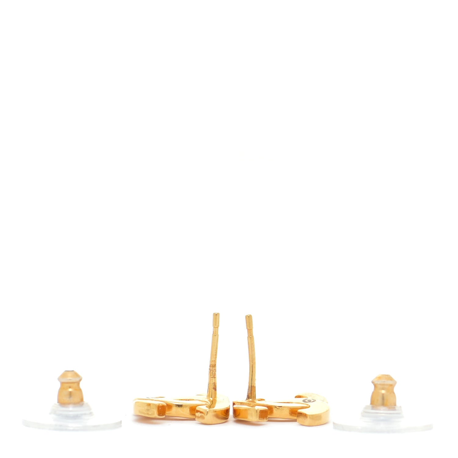 Chanel Metal CC Paris Button Stud Earrings Gold 3 of 7