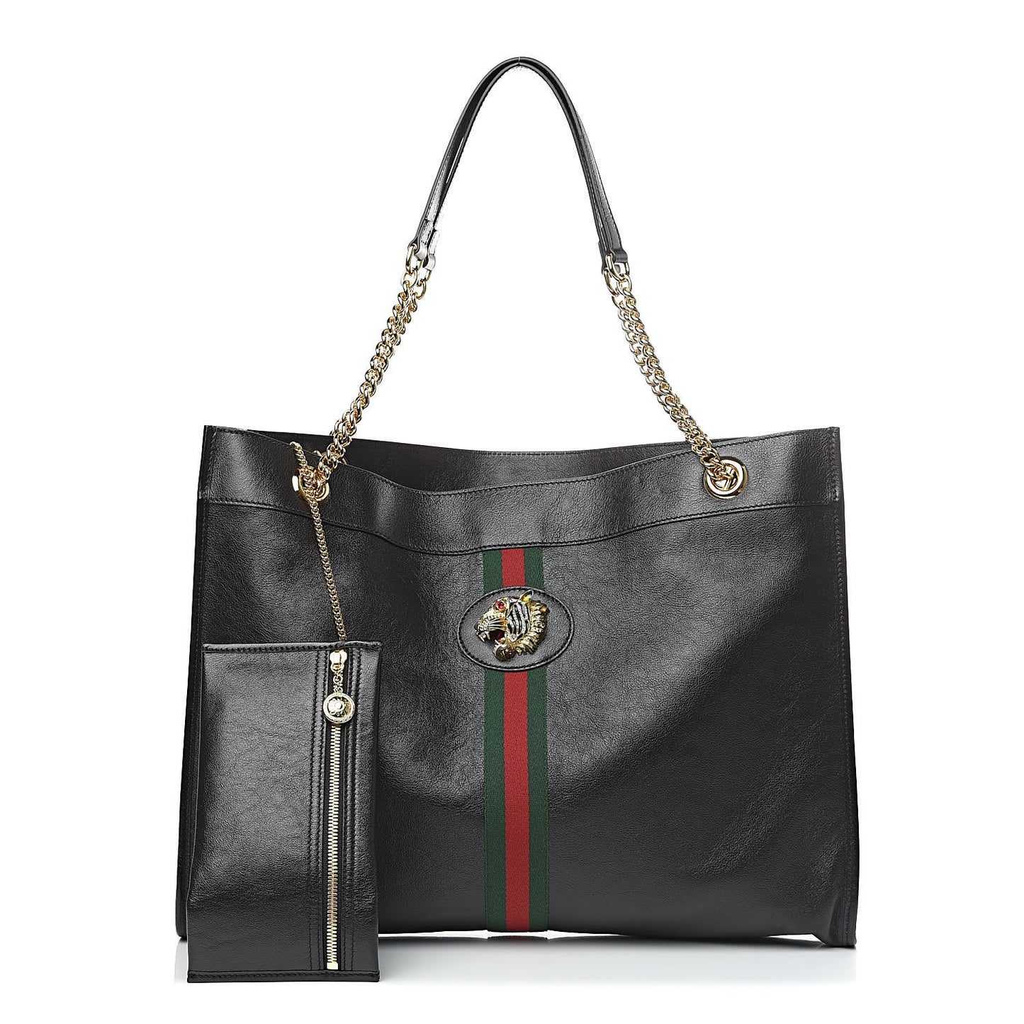 Calfskin Large Rajah Chain Tote Black