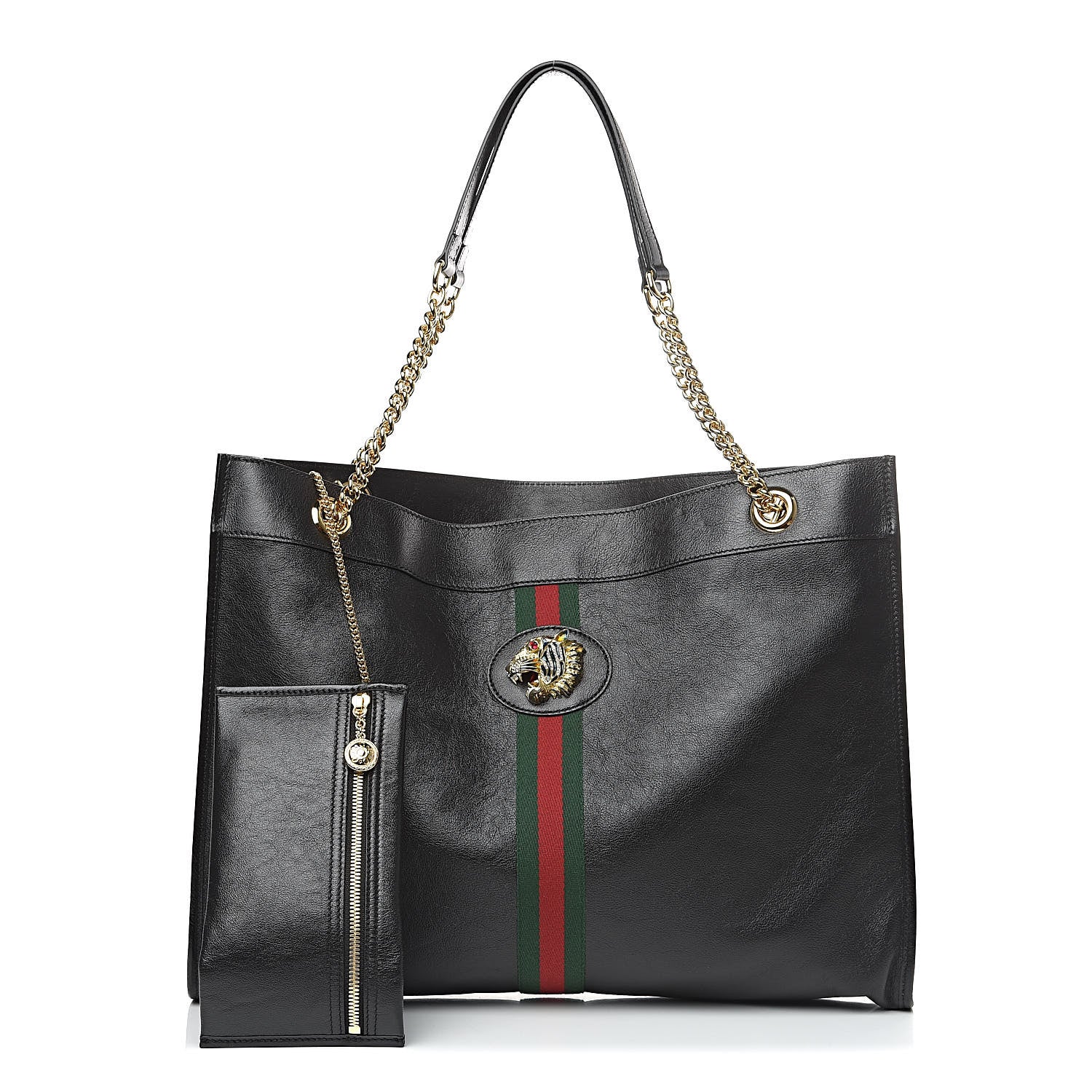 Gucci Calfskin Large Rajah Chain Tote Black 1 of 12