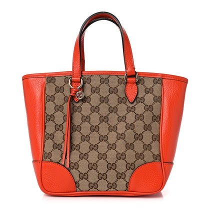 Gucci Monogram Dollar Calfskin Small Bree Tote Beige Ebony Sun Orange 1 of 13