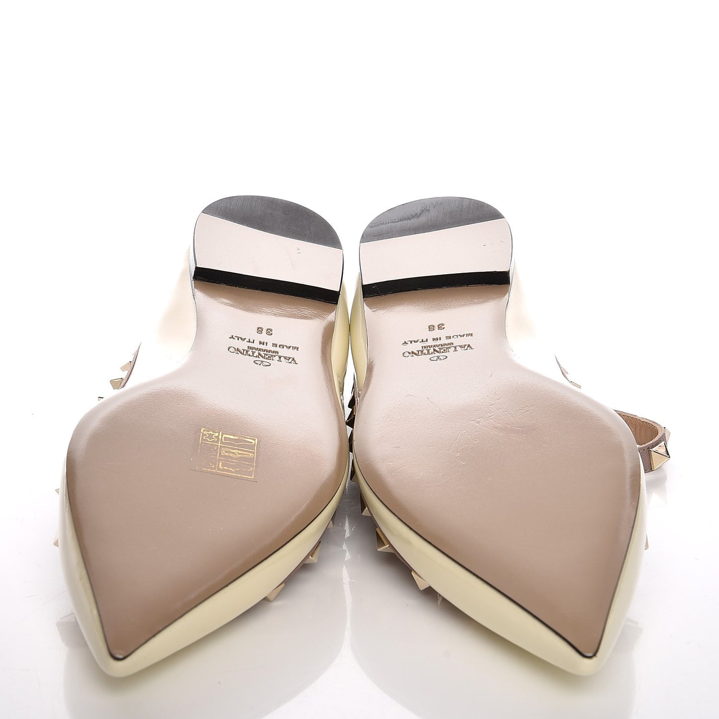 Patent Rockstud Cage Ballerina Flats 38 Light Ivory Poudre