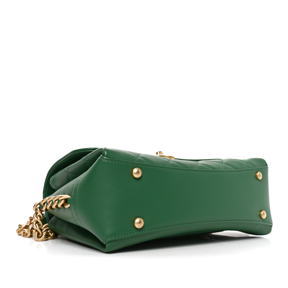Calfskin Quilted Flap Green