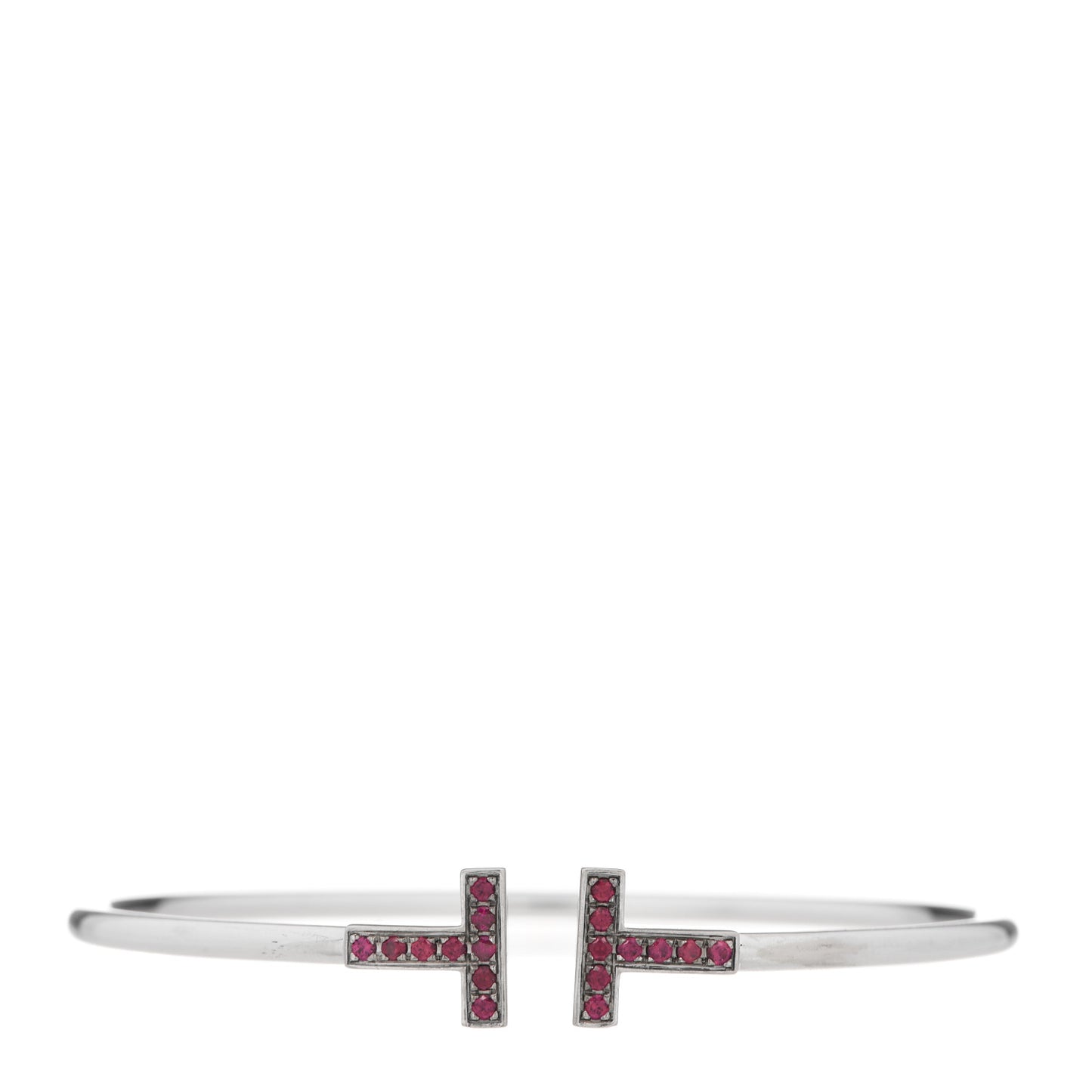 18K White Gold Ruby T Wire Bracelet