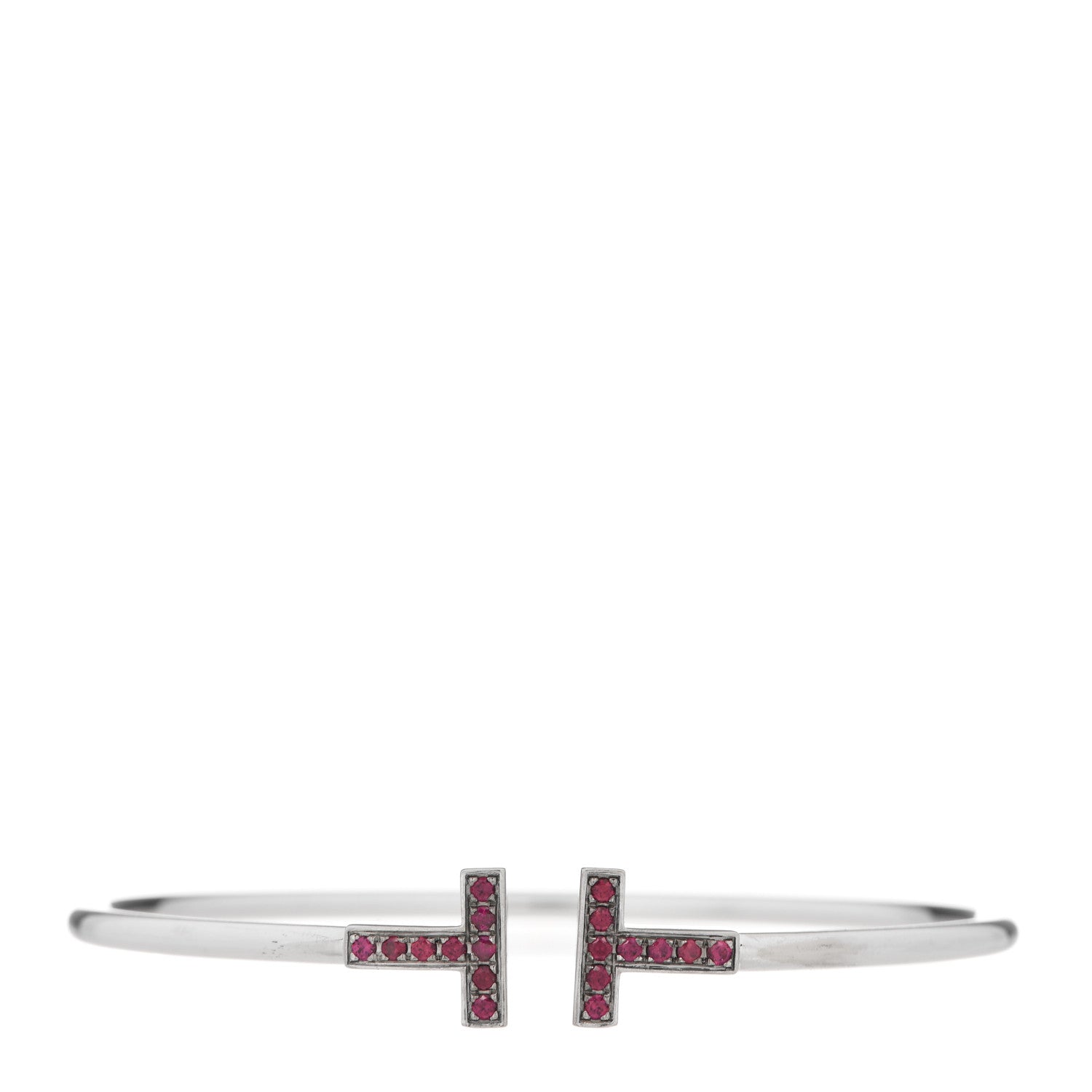 Tiffany 18K White Gold Ruby T Wire Bracelet 1 of 5